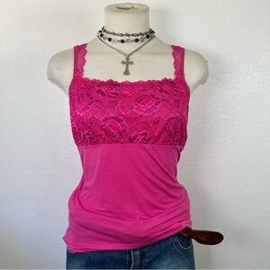 Pink Lace Trim Women's Top